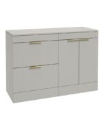 STOCKHOLM Floorstanding 120cm Two Drawer/Two Door Countertop Vanity Unit - Brushed Gold, Matt Arctic Grey