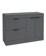STOCKHOLM Floorstanding 120cm Two Drawer/Two Door Countertop Vanity Unit - Matt Black, Matt Midnight Grey