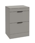 STOCKHOLM Floorstanding 60cm Two Drawer Countertop Vanity Unit - Matt Black, Matt Khaki