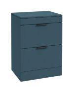 STOCKHOLM Floorstanding 60cm Two Drawer Countertop Vanity Unit - Matt Black, Matt Ocean Blue