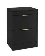 STOCKHOLM Floorstanding 60cm Two Drawer Countertop Vanity Unit - Brushed Gold, Matt Black