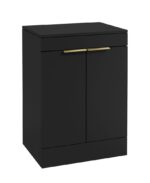 STOCKHOLM Floorstanding 60cm Two Door Countertop Vanity Unit - Brushed Gold, Matt Black