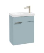 STOCKHOLM Wall Hung 50cm Single Door Cloakroom Vanity Unit - Brushed Nickel, Matt Morning Sky Blue