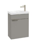 STOCKHOLM Wall Hung 50cm Single Door Cloakroom Vanity Unit - Brushed Nickel, Matt Khaki
