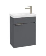 STOCKHOLM Wall Hung 50cm Single Door Cloakroom Vanity Unit - Brushed Nickel, Matt Midnight Grey