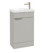 STOCKHOLM Floorstanding 50cm Single Door Cloakroom Vanity Unit - Brushed Nickel, Matt Arctic Grey