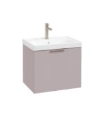 STOCKHOLM Wall Hung 50cm Single Drawer Vanity Unit - Brushed Nickel, Matt Cashmere Pink