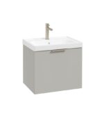 STOCKHOLM Wall Hung 50cm Single Drawer Vanity Unit - Brushed Nickel, Matt Arctic Grey