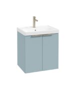STOCKHOLM Wall Hung 50cm Two Door Vanity Unit - Brushed Nickel, Matt Morning Sky Blue