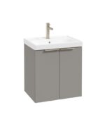 STOCKHOLM Wall Hung 50cm Two Door Vanity Unit - Brushed Nickel, Matt Khaki