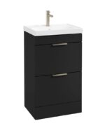 STOCKHOLM Floorstanding 50cm Two Drawer Vanity Unit - Brushed Nickel, Matt Black