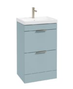 STOCKHOLM Floorstanding 50cm Two Drawer Vanity Unit - Brushed Nickel, Matt Morning Sky Blue