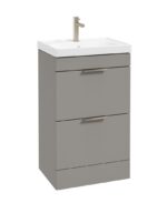 STOCKHOLM Floorstanding 50cm Two Drawer Vanity Unit - Brushed Nickel, Matt Khaki