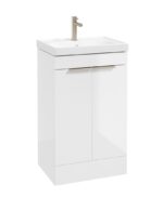 STOCKHOLM Floorstanding 50cm Two Door Vanity Unit - Brushed Nickel, Gloss White