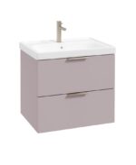 STOCKHOLM Wall Hung 60cm Two Drawer Vanity Unit - Brushed Nickel, Matt Cashmere Pink