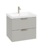 STOCKHOLM Wall Hung 60cm Two Drawer Vanity Unit - Brushed Nickel, Matt Arctic Grey