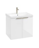 STOCKHOLM Wall Hung 60cm Two Door Vanity Unit - Brushed Nickel, Gloss White