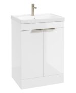 STOCKHOLM Floorstanding 60cm Two Door Vanity Unit - Brushed Nickel, Gloss White