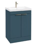 STOCKHOLM Floorstanding 60cm Two Door Vanity Unit - Brushed Nickel, Matt Ocean Blue