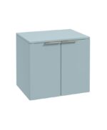 STOCKHOLM Wall Hung 60cm Two Door Countertop Vanity Unit - Brushed Nickel, Matt Morning Sky Blue