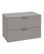 STOCKHOLM Wall Hung 80cm Two Drawer Countertop Vanity Unit - Brushed Nickel, Matt Khaki