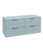 STOCKHOLM Wall Hung 120cm Four Drawer Countertop Vanity Unit - Brushed Nickel, Matt Morning Sky Blue