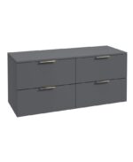 STOCKHOLM Wall Hung 120cm Four Drawer Countertop Vanity Unit - Brushed Nickel, Matt Midnight Grey