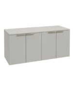 STOCKHOLM Wall Hung 120cm Four Door Countertop Vanity Unit - Brushed Nickel, Matt Arctic Grey