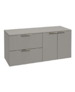 STOCKHOLM Wall Hung 120cm Two Drawer/Two Door Countertop Vanity Unit - Brushed Nickel, Matt Khaki