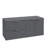 STOCKHOLM Wall Hung 120cm Two Drawer/Two Door Countertop Vanity Unit - Brushed Nickel, Matt Midnight Grey