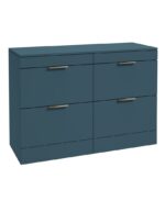 STOCKHOLM Floorstanding 120cm Four Drawer Countertop Vanity Unit - Brushed Nickel, Matt Ocean Blue