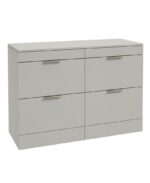 STOCKHOLM Floorstanding 120cm Four Drawer Countertop Vanity Unit - Brushed Nickel, Matt Arctic Grey