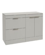 STOCKHOLM Floorstanding 120cm Two Drawer/Two Door Countertop Vanity Unit - Brushed Nickel, Matt Arctic Grey