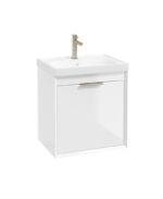 FJORD Wall Hung 50cm Two Drawer Vanity Unit - Brushed Nickel, Gloss White
