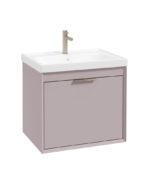 FJORD Wall Hung 60cm Two Drawer Vanity Unit - Brushed Nickel, Matt Cashmere Pink