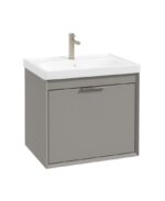 FJORD Wall Hung 60cm Two Drawer Vanity Unit - Brushed Nickel, Matt Khaki