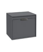 FJORD Wall Hung 60cm Two Drawer Countertop Vanity Unit - Brushed Nickel, Matt Midnight Grey