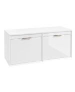 FJORD Wall Hung 120cm Four Drawer Countertop Vanity Unit - Brushed Nickel, Gloss White