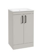 CORTA Floorstanding 50cm Two Door Vanity Unit - Black, Morning Mist