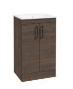 CORTA Floorstanding 50cm Two Door Vanity Unit - Black, Sable Ash