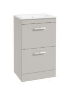 CORTA Floorstanding 50cm Two Drawer Vanity Unit - Chrome, Morning Mist