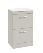 CORTA Floorstanding 50cm Two Drawer Vanity Unit - Chrome, Whispering Willow