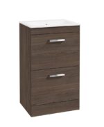CORTA Floorstanding 50cm Two Drawer Vanity Unit - Chrome, Sable Ash