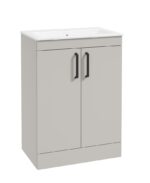 CORTA Floorstanding 60cm Two Door Vanity Unit - Black, Morning Mist