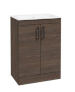 CORTA Floorstanding 60cm Two Door Vanity Unit - Black, Sable Ash