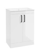 CORTA Floorstanding 60cm Two Door Vanity Unit - Black, Gloss White