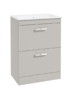 CORTA Floorstanding 60cm Two Drawer Vanity Unit - Chrome, Morning Mist