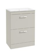 CORTA Floorstanding 60cm Two Drawer Vanity Unit - Chrome, Whispering Willow