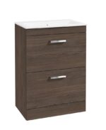 CORTA Floorstanding 60cm Two Drawer Vanity Unit - Chrome, Sable Ash