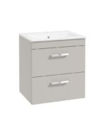 CORTA Wall Hung 50cm Two Drawer Vanity Unit - Chrome, Morning Mist
